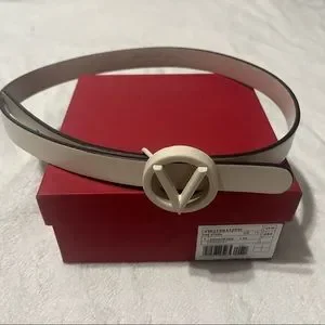?AUTHENTIC? VALENTINO Baby White Grey V-Logo Leather Belt Mario Valentino | Accessories | Authentic Valentino Baby  main image 2